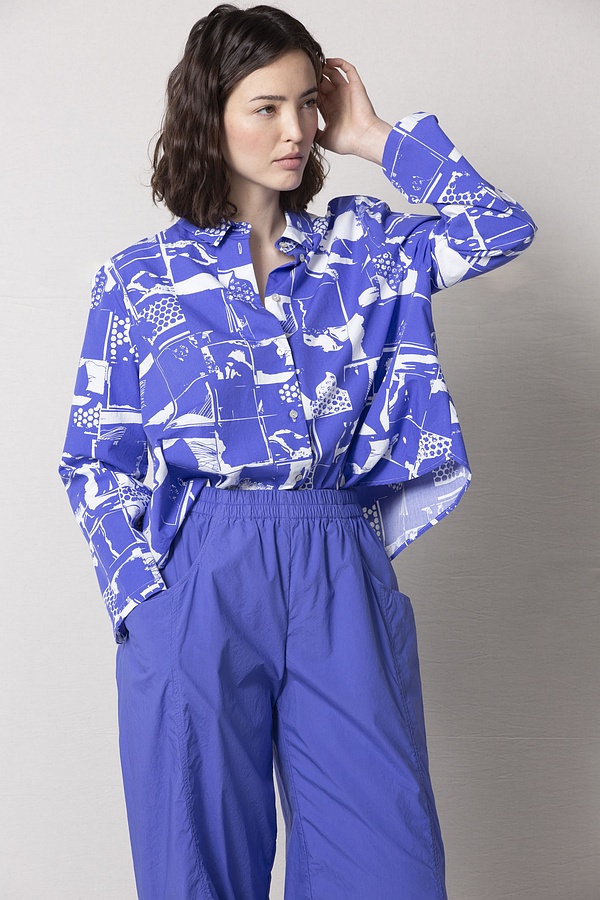 Blouse 506 wash - Collage' Print on Popelin - 380IRIS - 60250110032