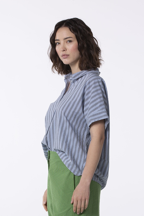 Blouse 510 - Pure Cotton with Chambray Stripes - 420PHLOX - 60250110037