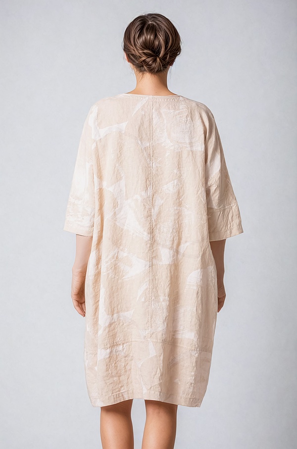 Dress 502 - Linen Print - 110FLAX - 60250310011