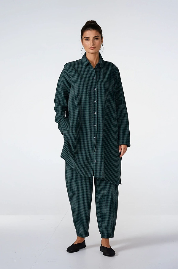 Blouse 524 wash - Linen Cotton Gingham Check Delavé - 670MINERAL - 10250110126