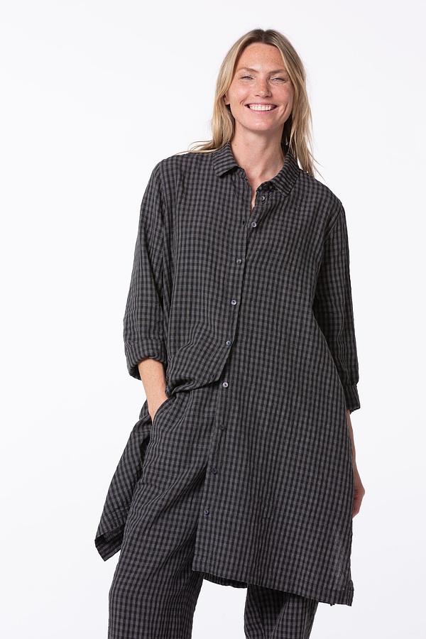 Blouse 524 wash - Linen Cotton Gingham Check Delavé - 880METAL - 10250110126