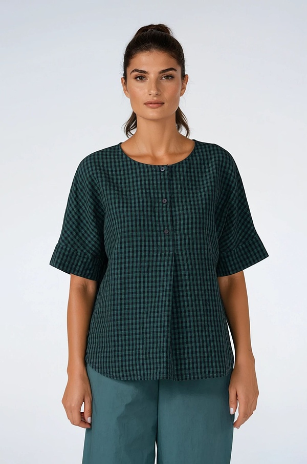 Blouse 525 wash - Linen Cotton Gingham Check Delavé - 670MINERAL - 10250110127