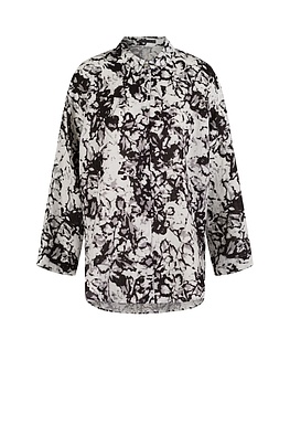 Blouse 531 - Garden' Print on Linen - 990BLACK - 10250110147