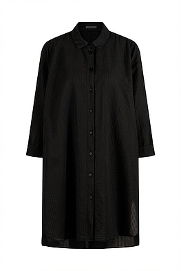 Blouse 637 - Cotton linen seersucker - 990BLACK - 10260110614