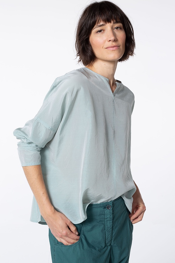Bluse 521 wash - Fein gestreifter Baumwoll-Cupro Rips - 670MINERAL - 10250110123