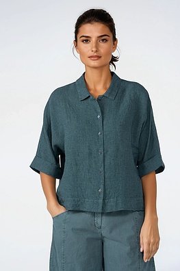 Bluse 522 - Kleines Vichykaro auf reinem Leinen - 670MINERAL - 10250110124