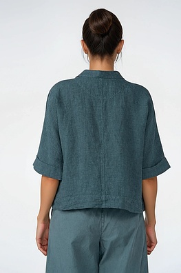 Bluse 522 - Kleines Vichykaro auf reinem Leinen - 670MINERAL - 10250110124