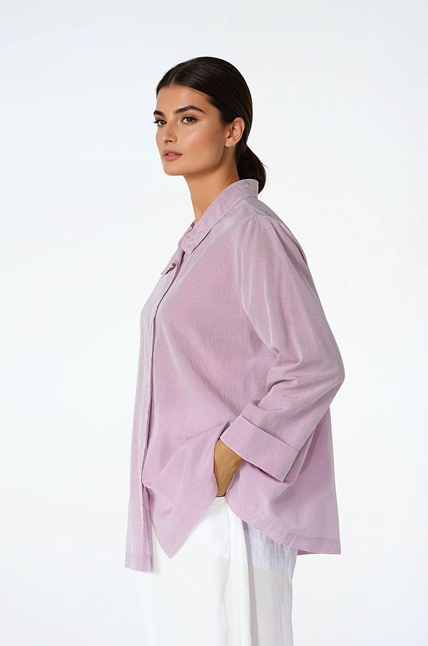 Bluse 527 wash - Fein gestreifter Baumwoll-Cupro Rips - 330ROSEWOOD - 10250110130