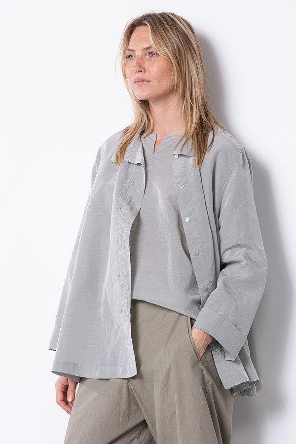 Bluse 527 wash - Fein gestreifter Baumwoll-Cupro Rips - 790TEAK - 10250110130