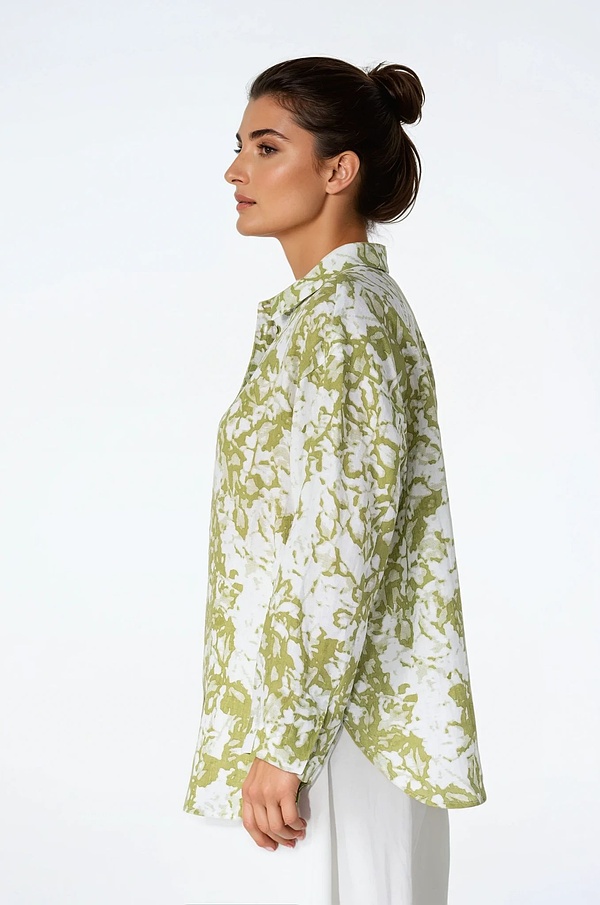 Bluse 531 - Garten' Druck auf Leinen - 750MATCHA - 10250110147