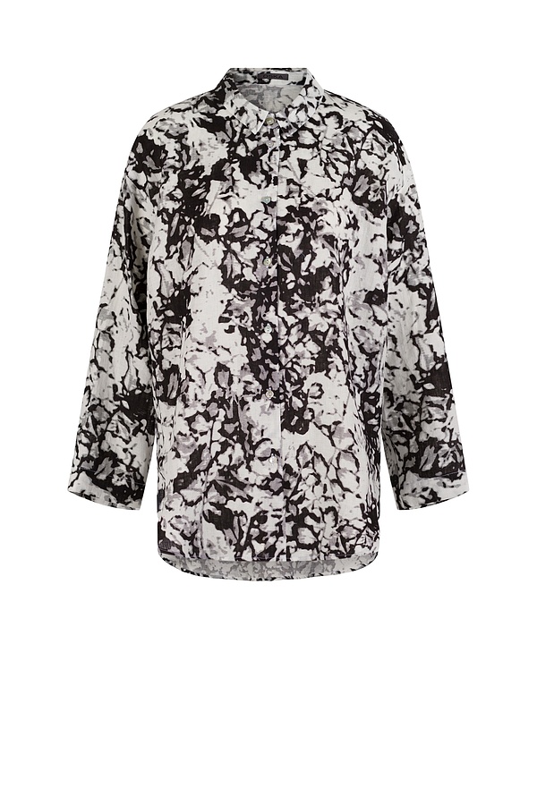 Bluse 531 - Garten' Druck auf Leinen - 990BLACK - 10250110147