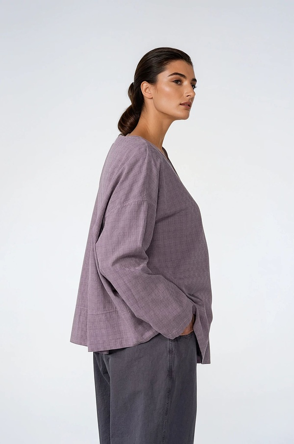 Bluse 533 - Zweifarbiges Schaftmuster aus reiner Baumwolle - 330ROSEWOOD - 10250110149
