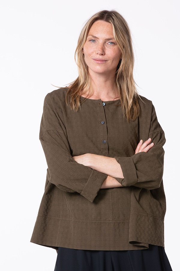 Bluse 533 - Zweifarbiges Schaftmuster aus reiner Baumwolle - 780IVY - 10250110149
