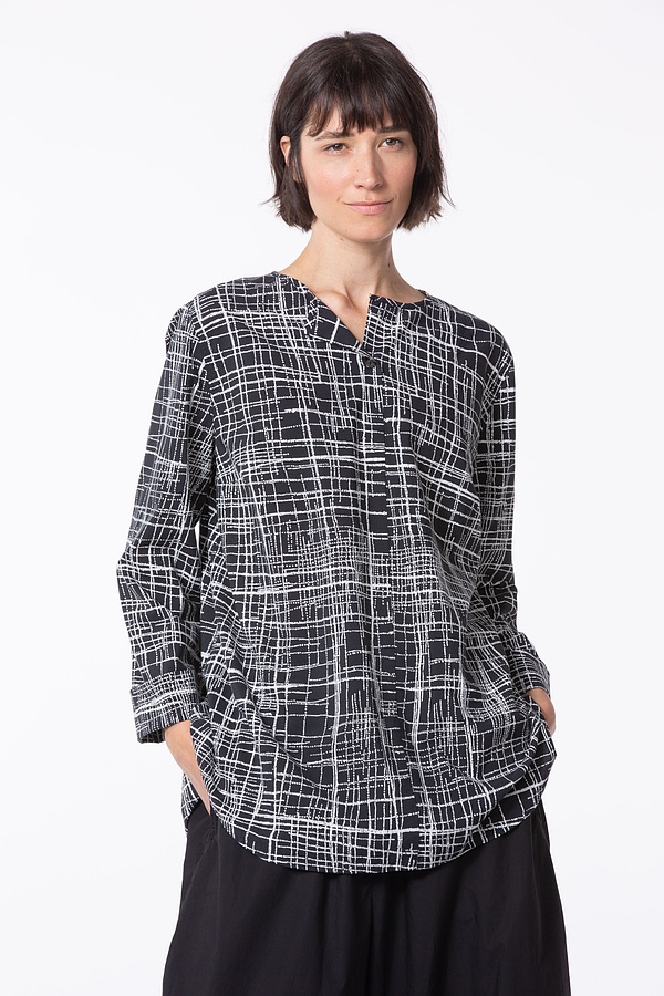 Bluse 536 wash - Mini Dots' Druck auf Baumwoll-Viskose Mischung - 990BLACK - 10250110173