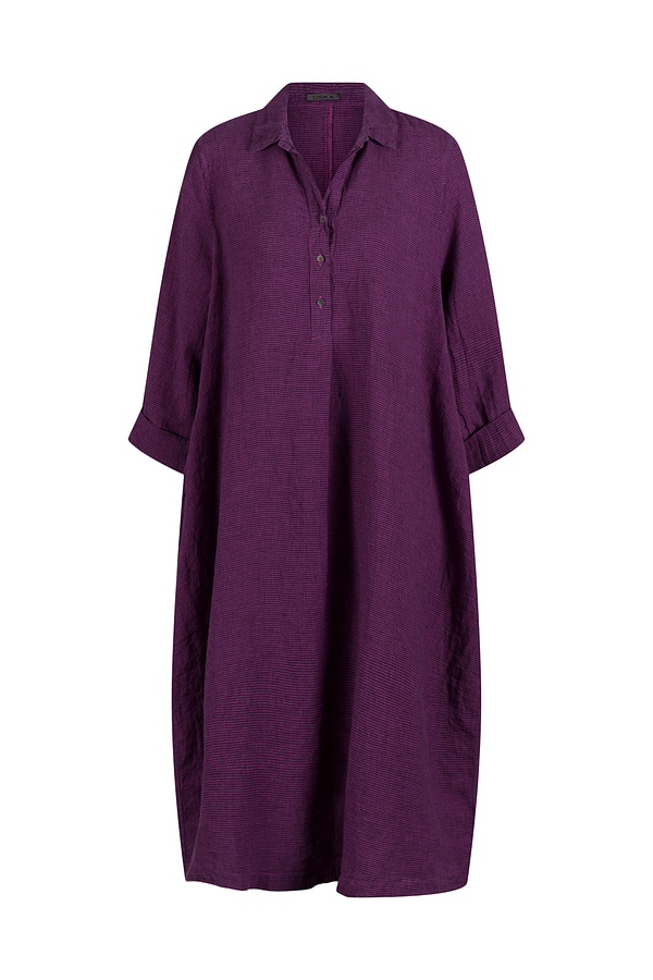 Dress 531 - Small Gingham Check on Pure Linen - 370PURPLE - 10250110154