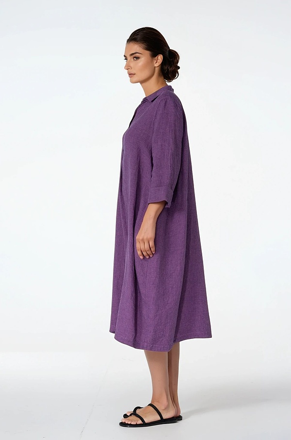 Dress 531 - Small Gingham Check on Pure Linen - 370PURPLE - 10250110154