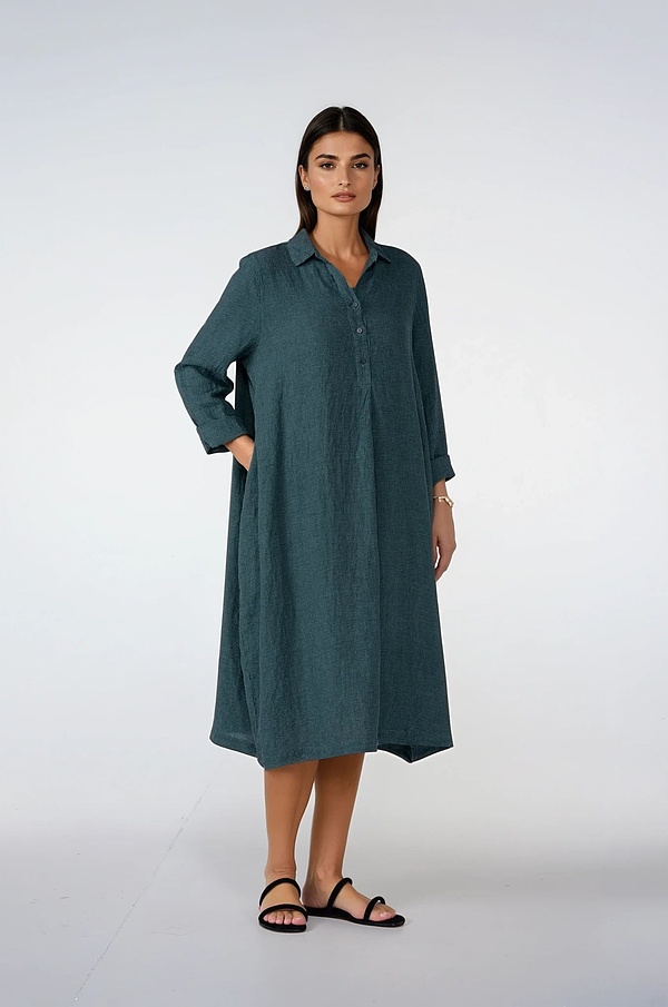 Dress 531 - Small Gingham Check on Pure Linen - 670MINERAL - 10250110154