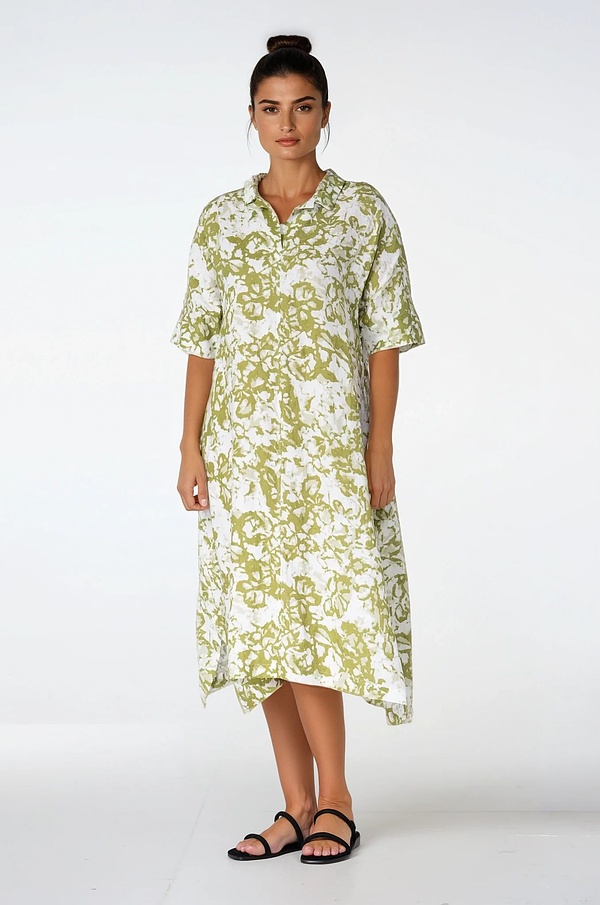 Dress 538 - Garden' Print on Linen - 750MATCHA - 10250110163