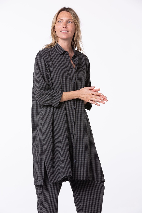 Halenka 524 wash - Linen Cotton Gingham Check Delavé - 880METAL - 10250110126