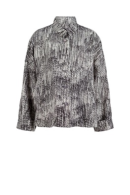 Jacke 509 wash - Scribble' Druck auf reinem Leinen - 990BLACK - 10250110084