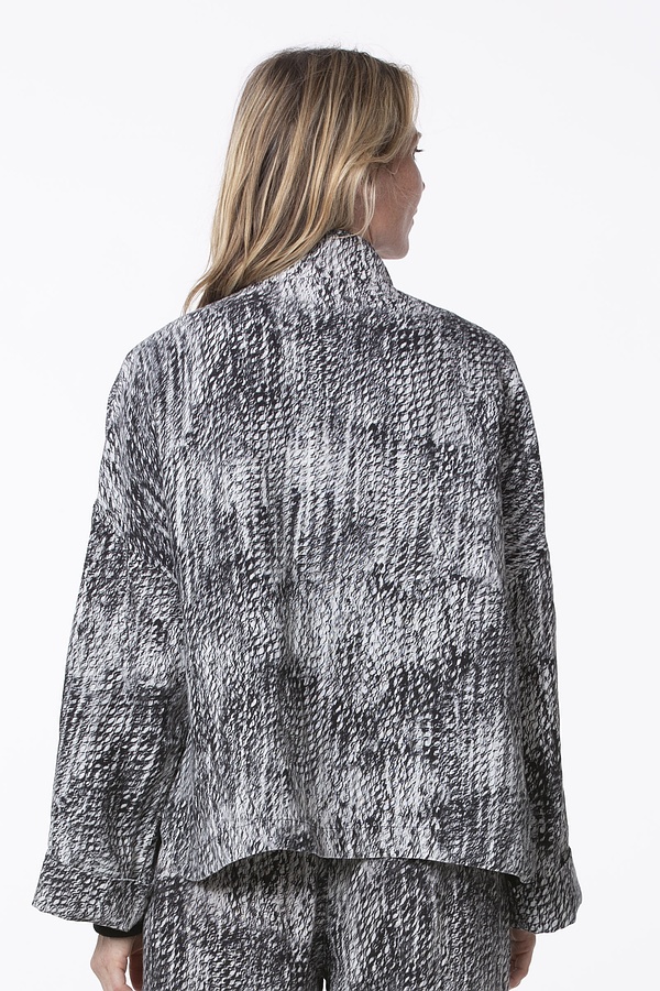 Jacket 509 wash - Scribble' Print on Pure Linen - 990BLACK - 10250110084