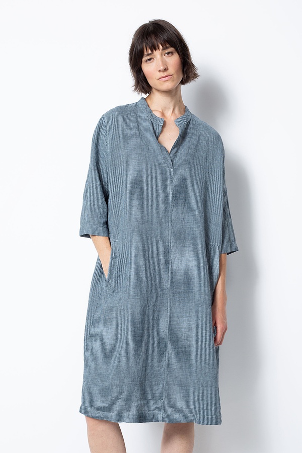 Jurk 521 - 100% linnen met ruit - 520VAPOUR - 10250110114