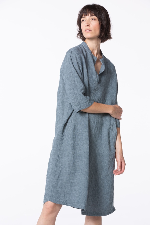 Jurk 521 - 100% linnen met ruit - 520VAPOUR - 10250110114