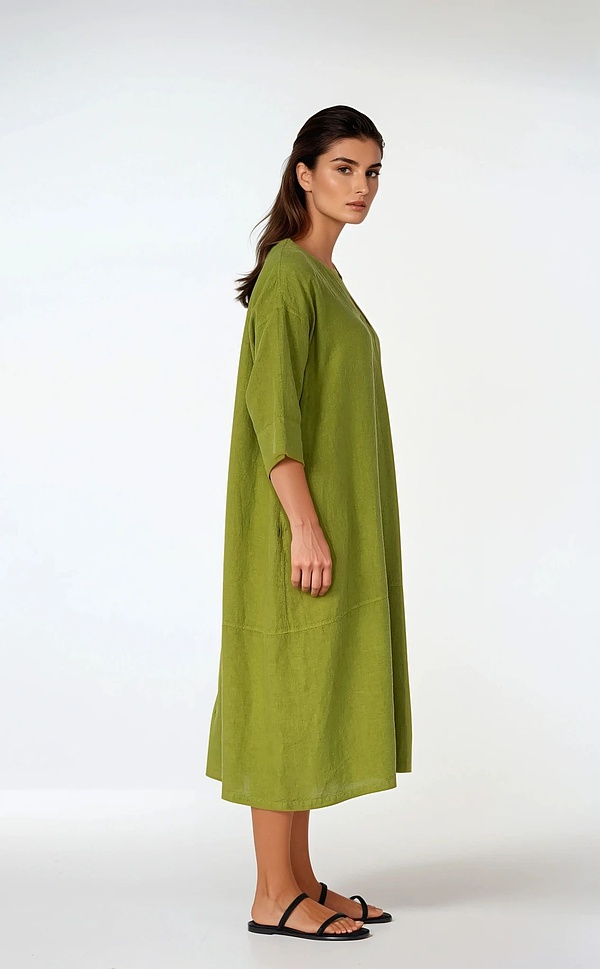 Kleid 513 - Reines Leinen - 750MATCHA - 10250110053