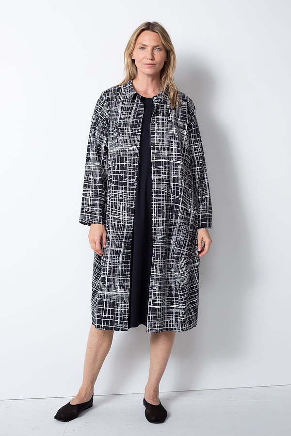Kleid 537 wash - Mini Dots' Druck auf Baumwoll-Viskose Mischung - 990BLACK - 10250110162