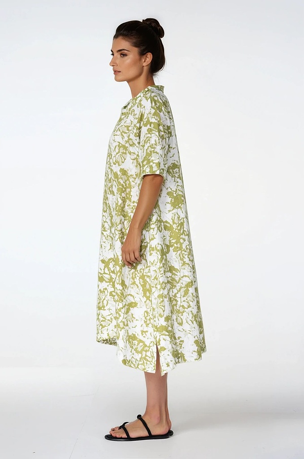 Kleid 538 - Garten' Druck auf Leinen - 750MATCHA - 10250110163
