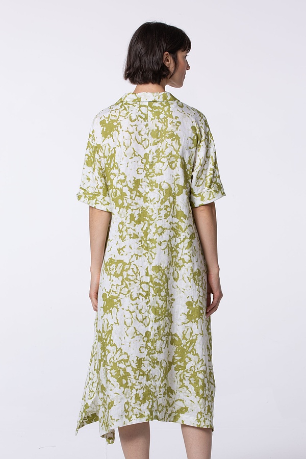 Kleid 538 - Garten' Druck auf Leinen - 750MATCHA - 10250110163