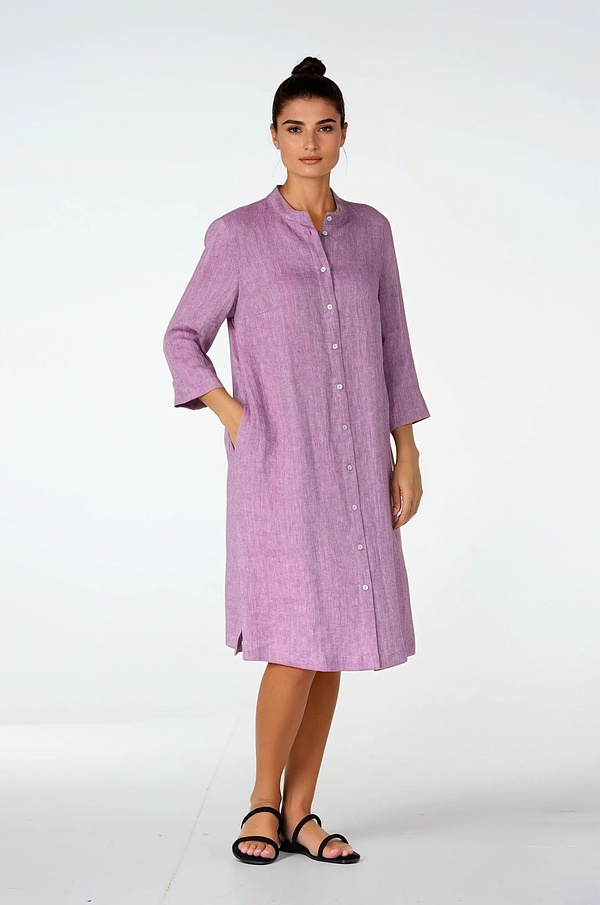 Kleid 540 - Zweifarbiger Fischgrat aus reinem Leinen - 370PURPLE - 10250110168