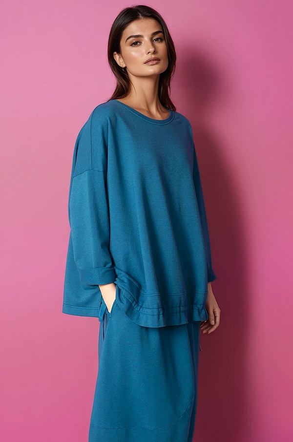 Pullover 313 - Organic Cotton-Yak Jersey - 560TEAL - 10230710054