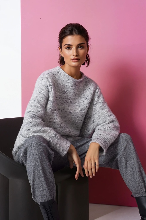 Pullover 339 - Alpaca, cotton and wool mix - 930GREY - 10230713041