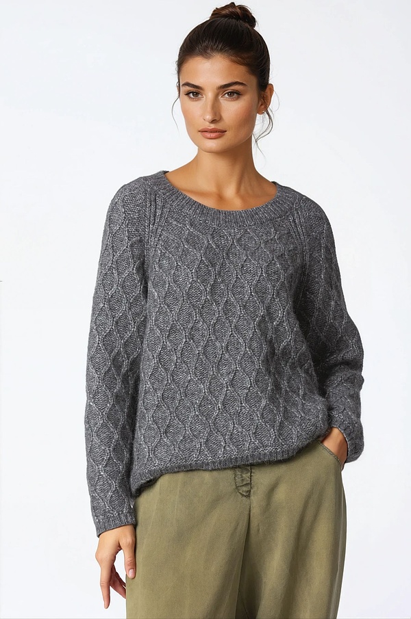 Pullover 340 - Alpaca, cotton and wool mix - 970ASPHALT - 10230713042