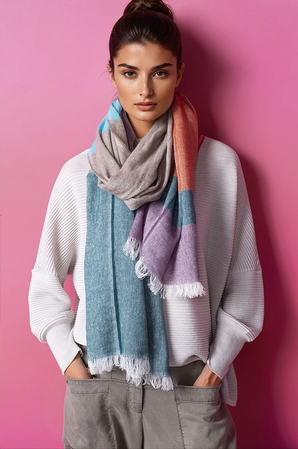 Šátek 313 - Virgin wool-linen-cashmere mixture - 830CLAY - 10230714013