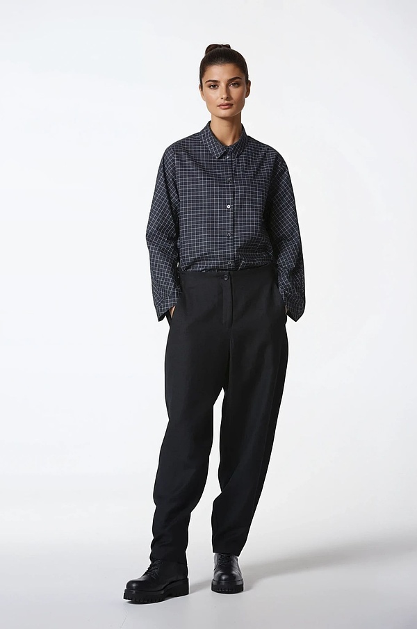 Trousers 319 - Virgin wool - linen mix - 990BLACK - 10230710058
