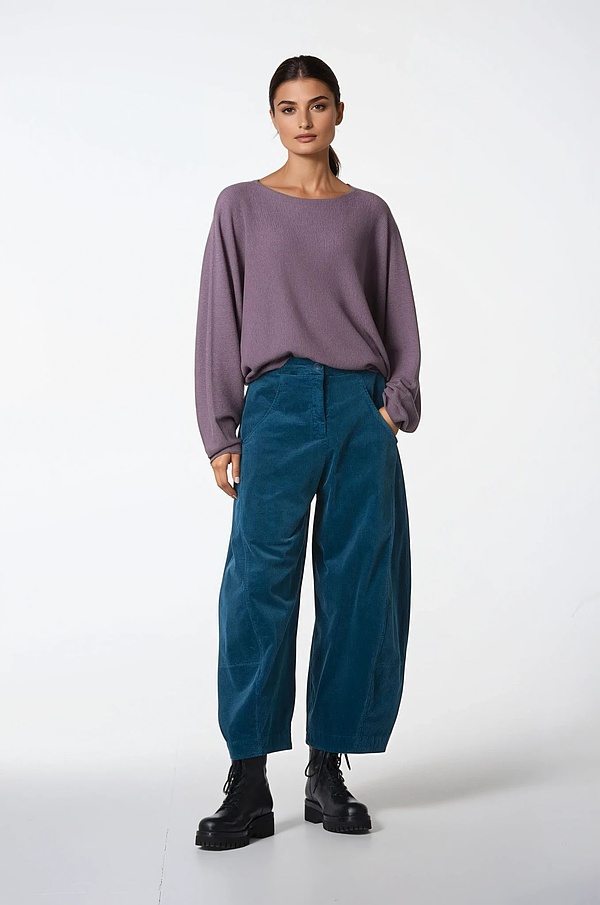 Trousers 331 - Cotton cord with stretch content - 562TEAL - 10230710100