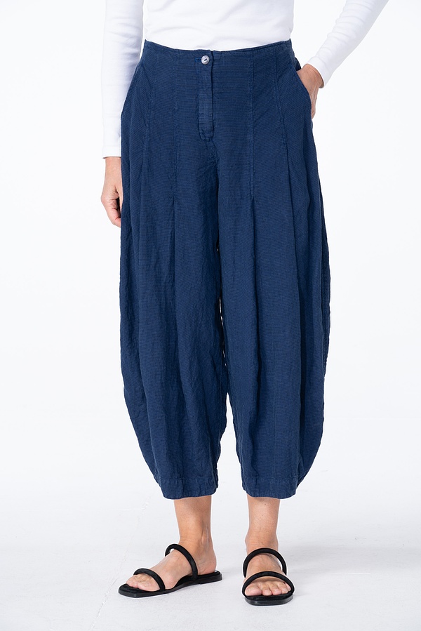 Trousers 531 - Small Gingham Check on Pure Linen - 470ECLIPSE - 10250110143