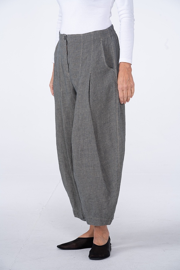 Trousers 531 - Small Gingham Check on Pure Linen - 830GRIT - 10250110143
