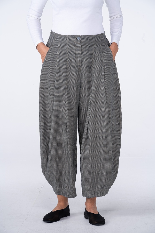 Trousers 531 - Small Gingham Check on Pure Linen - 830GRIT - 10250110143