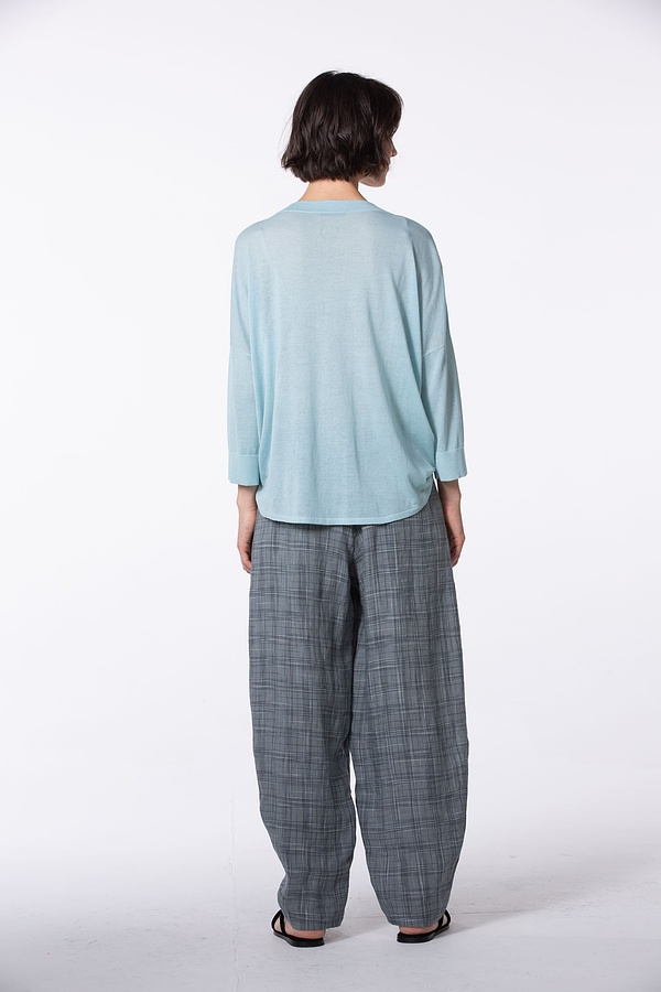 Trousers 547 - Space Dye' Linen Check - 520VAPOUR - 10250110160