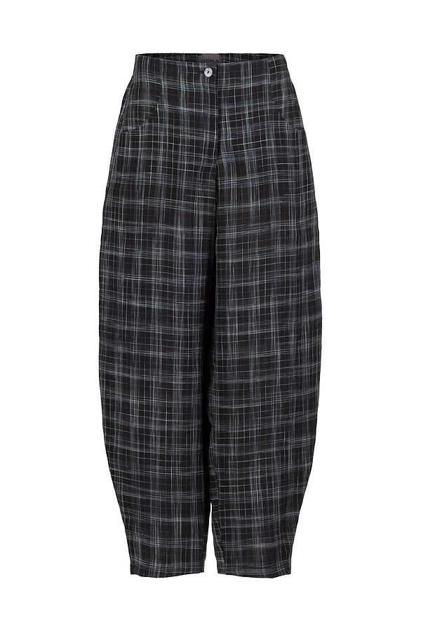 Trousers 547 - Space Dye' Linen Check - 990BLACK - 10250110160