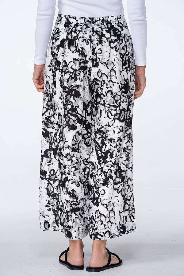 Trousers 548 - Garden' Print on Linen - 990BLACK - 10250110165